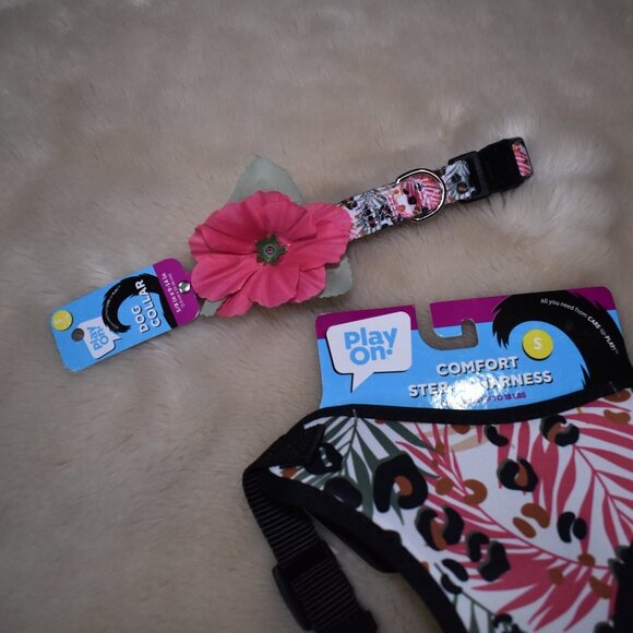 Dog Harness and Matching Collar Tropical Animal Print Set Size Small - Picture 2 of 8